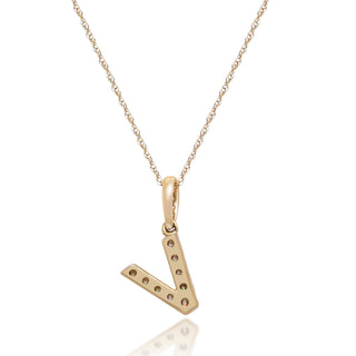 V Paisley 14K Yellow Gold Round-Cut White Diamond Pendant