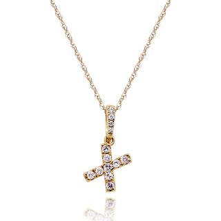X Paisley 14K Yellow Gold Round-Cut White Diamond Pendant