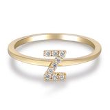 Z Initial 14K Yellow Gold Round-Cut White Diamond Ring