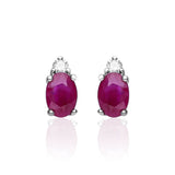 Heidi 14K White Gold Oval-Cut Mozambique Ruby Earring