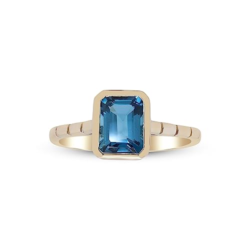Ainoi 14K Yellow Gold Free Emerald-Cut Brazilian London Blue Topaz Ring