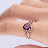Lara 10K Rose Gold Oval-Cut Madagascar Rodholite Ring
