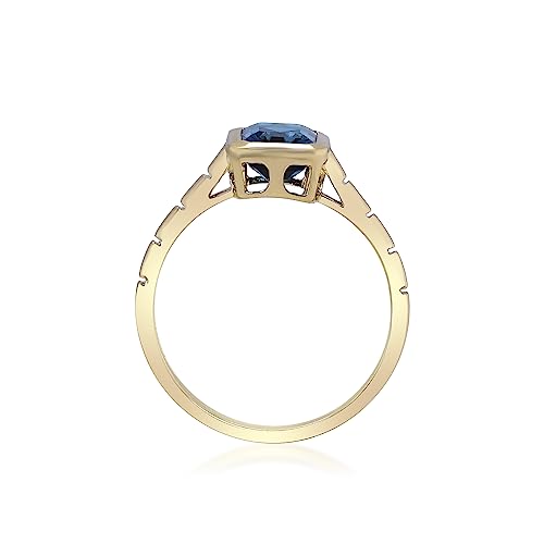 Ainoi 14K Yellow Gold Free Emerald-Cut Brazilian London Blue Topaz Ring