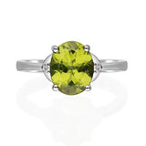 Mara 10K White Gold Oval-Cut Manchurian Peridot Ring