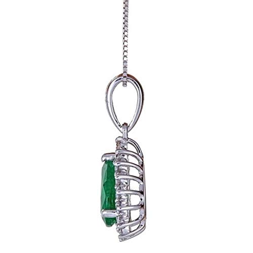 Winter 18K White Gold Pear-Cut Natural Zambian Emerald Pendant