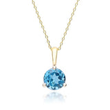 Alexandra 10K Yellow Gold Round-Cut Brazilian London Blue Topaz Pendant