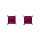Jenna 14K Yellow Gold Square-Cut Mozambique Ruby Earring