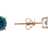 Norah 10K Rose Gold Round-Cut Brazilian London Blue Topaz Earrings