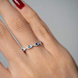 Adelyn 14K White Gold Round-Cut Ceylon Blue Sapphire Ring