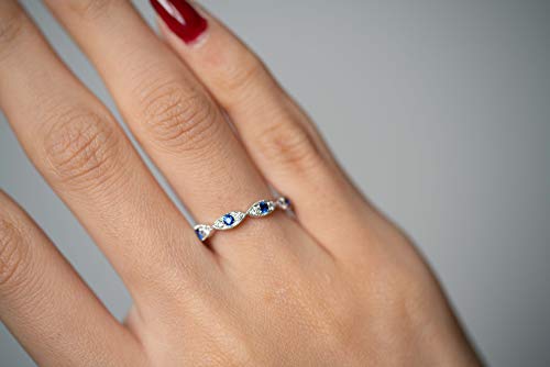 Adelyn 14K White Gold Round-Cut Blue Sapphire Ring