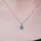 Alexandra 10K Yellow Gold Round-Cut Brazilian London Blue Topaz Pendant