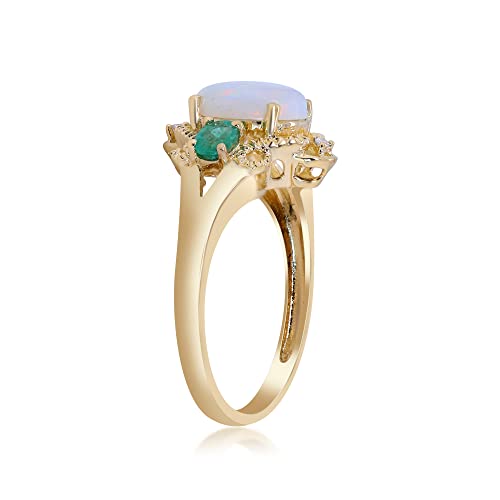 Aleah 14K Yellow Gold Oval-Cut Natural African Opal Ring