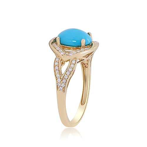 Violet 14K Yellow Gold Round-Cut Arizona Turquoise Ring