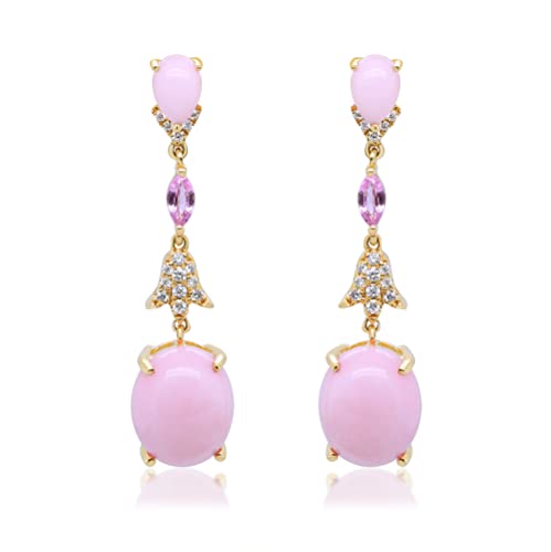 Billie 14K Yellow Gold Oval-cut Pink Opal Earrings