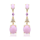 Lily 14K Yellow Gold Oval-cut Peruvian Pink Opal Earrings