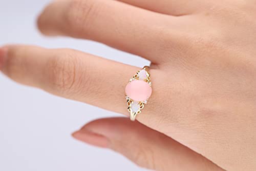 Faith 10K Yellow Gold Oval-Cut Peruvian Pink Opal Ring