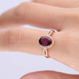 Lainey 10K Rose Gold Oval-Cut Madagascar Rhodolite Ring