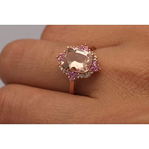 Estrella 14K Rose Gold Emerald-Cut Morganite Ring