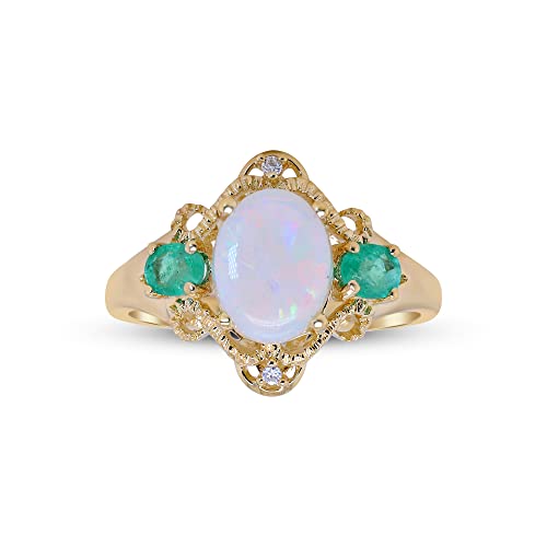 Aleah 14K Yellow Gold Oval-Cut Natural African Opal Ring
