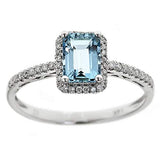 Jessie 10K White Gold Emerald-Cut Brazilian Aquamarine Ring