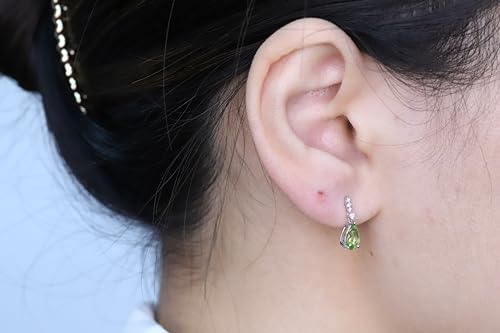 Madelyn 10K White Gold Pear-Cut Manchurian Peridot Earrings