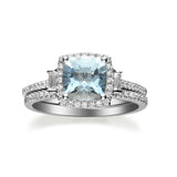 Daniela 14K White Gold Cushion-Cut Aquamarine Ring