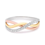 Alaina 10K Triple Tone Gold Round-Cut White Diamond Ring