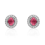 Amelia 10K White Gold Oval-Cut Mozambique Ruby Earring
