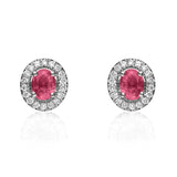 Sara 10K White Gold Oval-Cut Mozambique Ruby Earring