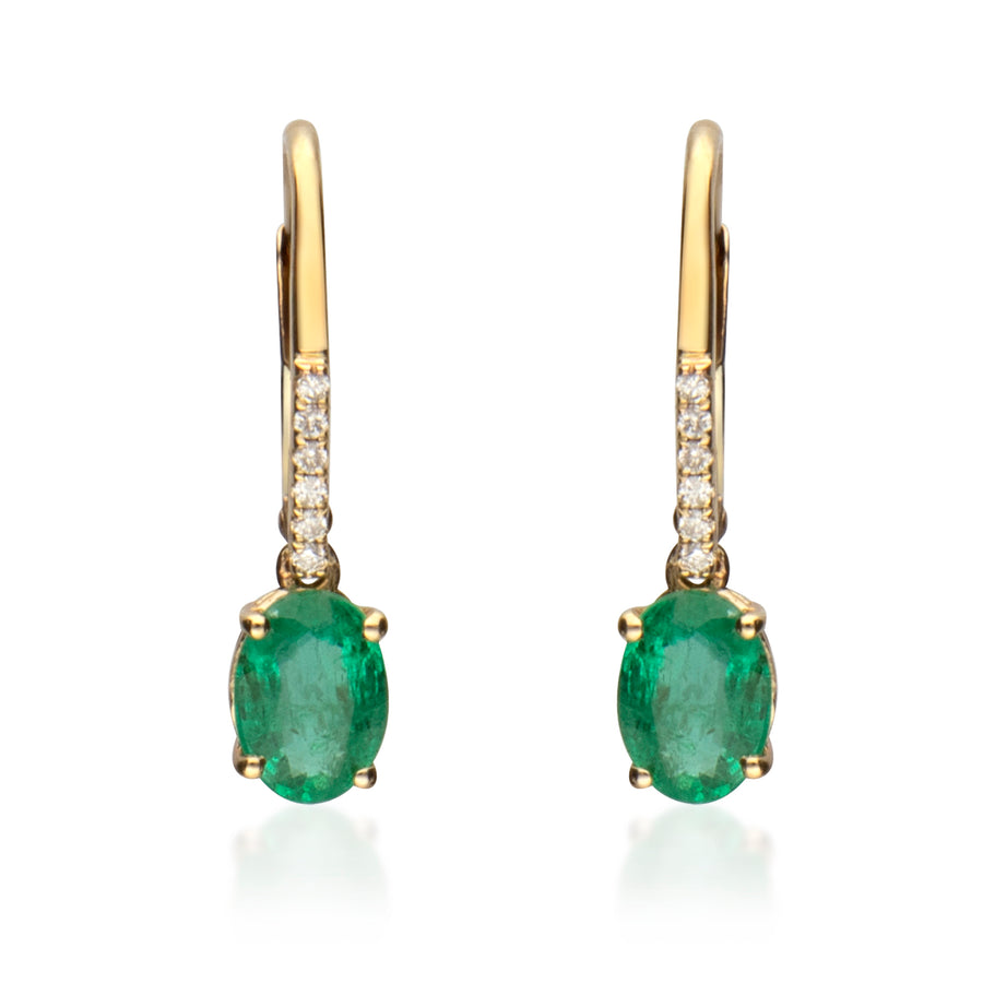 Jacqueline 10K Yellow Gold Oval-Cut Natural Zambian Emerald Earrings