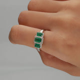 Evangeline 10K White Gold Emerald-Cut Zambian Emerald Ring