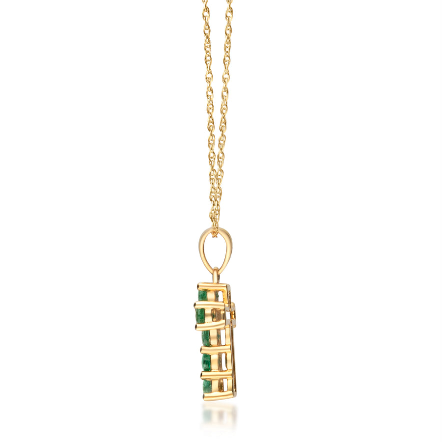 Elena 10K Yellow Gold Round-Shape Natural Zambian Emerald Pendant