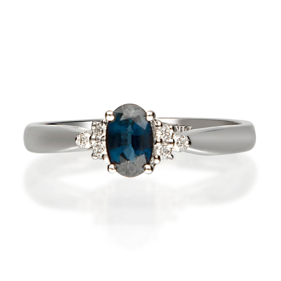 Amelia 10K White Gold Oval-Cut Blue Sapphire Ring