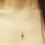 Elena 10K Yellow Gold Round-Shape Natural Zambian Emerald Pendant