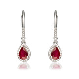 Heel 10K White Gold Pear-Cut Mozambique Ruby Earring