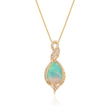 Dylan 14K Yellow Gold Pear-Cab Natural African Opal Pendant