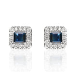 Charley 10K White Gold Square-Cut Ceylon Blue Sapphire Earring