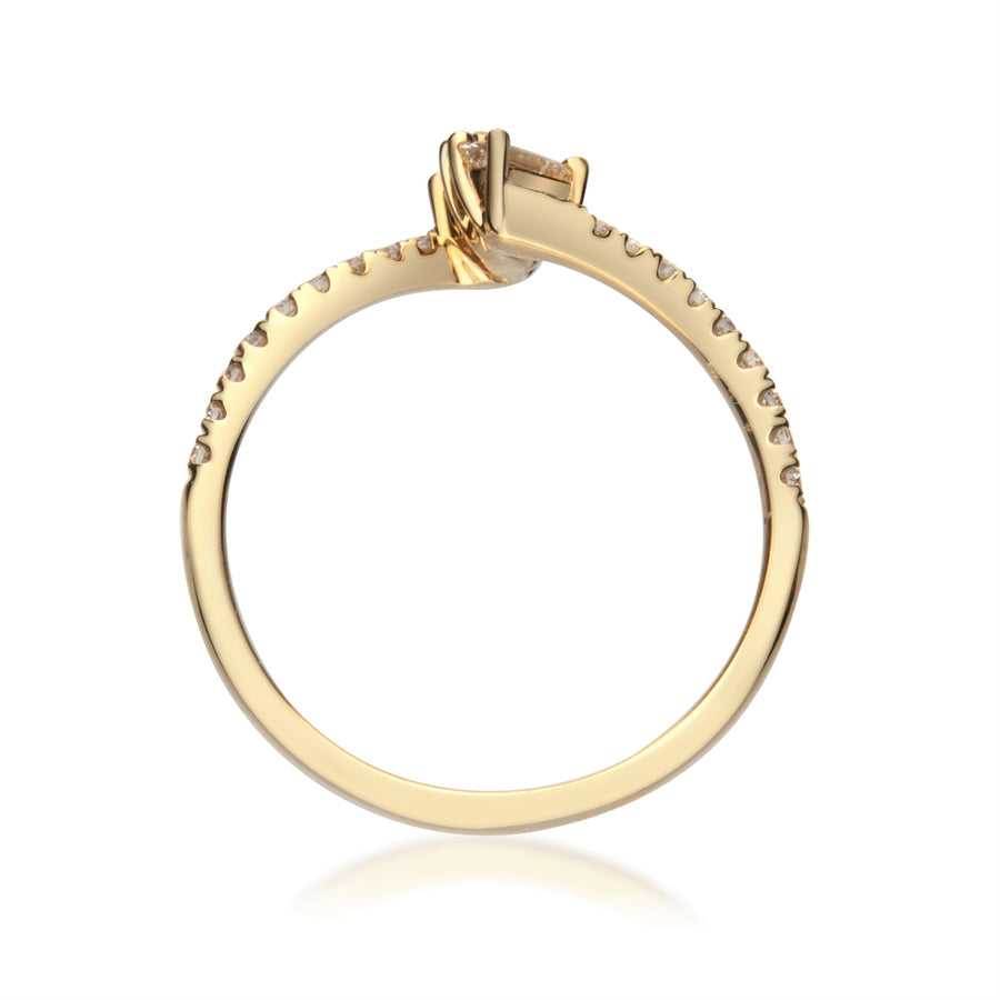 Natalie 14K Yellow Gold Baguette-Cut White Diamond Ring