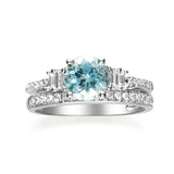 Milani 14K White Gold Round-Cut Aquamarine Ring