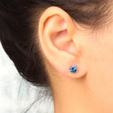 Norah 10K Rose Gold Round-Cut Brazilian London Blue Topaz Earrings