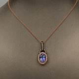 Amelia 10K Rose Gold Oval-Cut Tanzanian Tanzanite Pendant