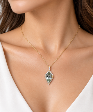 Valerie 10K Yellow Gold Pear-Cut Green Amethyst Pendant