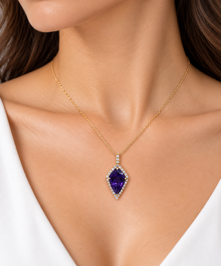 Valerie 10K Yellow Gold Pear-Cut Amethyst Pendant