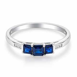 Nivea 10K White Gold square-Cut Ceylon Blue Sapphire Ring