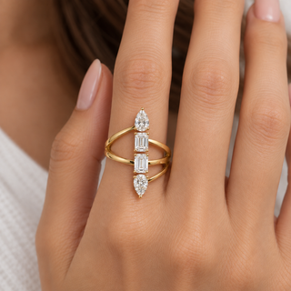14K Yellow Gold Emerald-Cut LAB Grown Diamond Ring