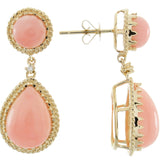 Elisa 14K Yellow Gold Pear-Cut Peruvian Pink Opal Earrings