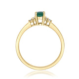 Radiant Elegance: Aliana 10K Yellow Gold Ring with Oval-Cut Natural Zambian Emerald