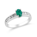 Enchanting Elegance: Joyce 14K White Gold Oval-Cut Emerald Ring