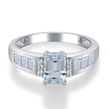 Charlie 10K White Gold Emerald-Cut Aquamarine Ring