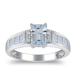 Charlie 10K White Gold Emerald-Cut Aquamarine Ring